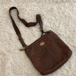 Fossil crossbody brown leather purse